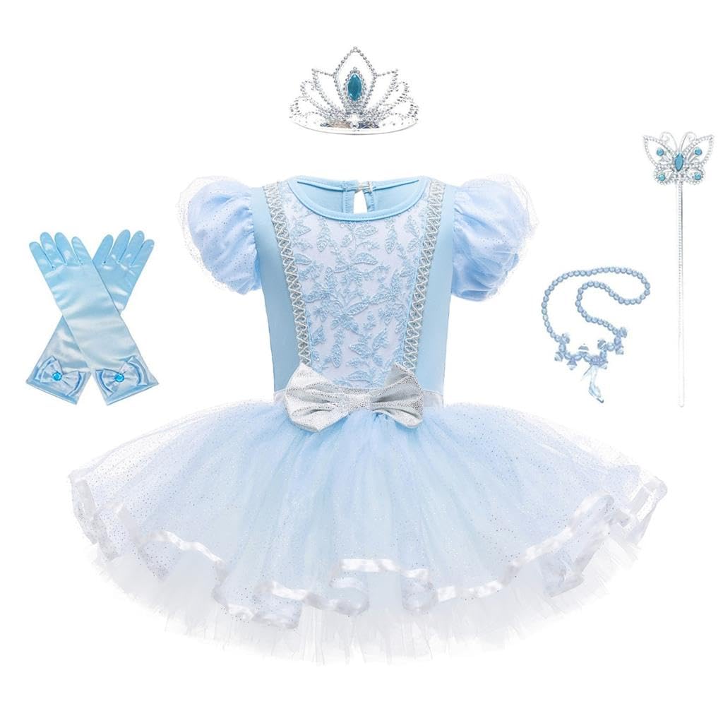 Lito Angels Princess Cinderella Ballerina Costume Fancy Ballet Tutu Dress Dance Wear Outfit with Accessories for Baby Girls Age 18-24 Months, Blue (Tag Number 90)