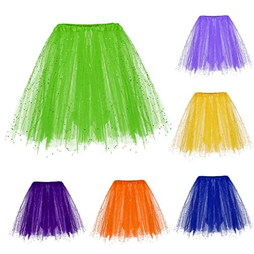 Générique Tutu Femme, Tutu, Jupe Tulle Vert Femme, Short Paillette Deguisement Princesse Adulte 3 Couches Rétro Année 80 Grande Taille Ballerine Skirt...