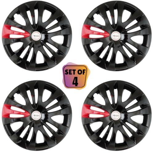 Image of Prigan Wheel Cover for All 12 INCH Cars Black Red Wheel Cap (Available in 12,13,14,15,16 Inch) (Set of 4 Pcs) (Press Fitting) Model- Ertiga-T1-BR1-12