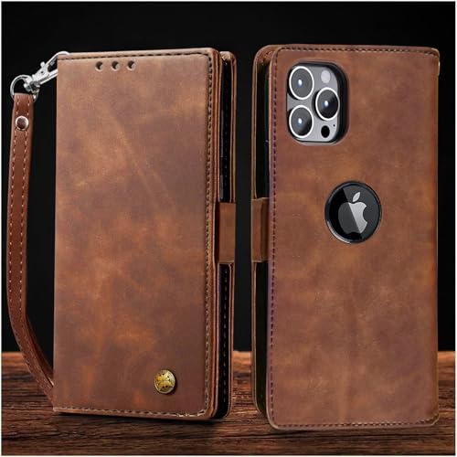 Image of Excelsior Flip Cover Compatible with iPhone 13 Pro Max | Premium PU Leather | 360 Degree Protection (Coffee)