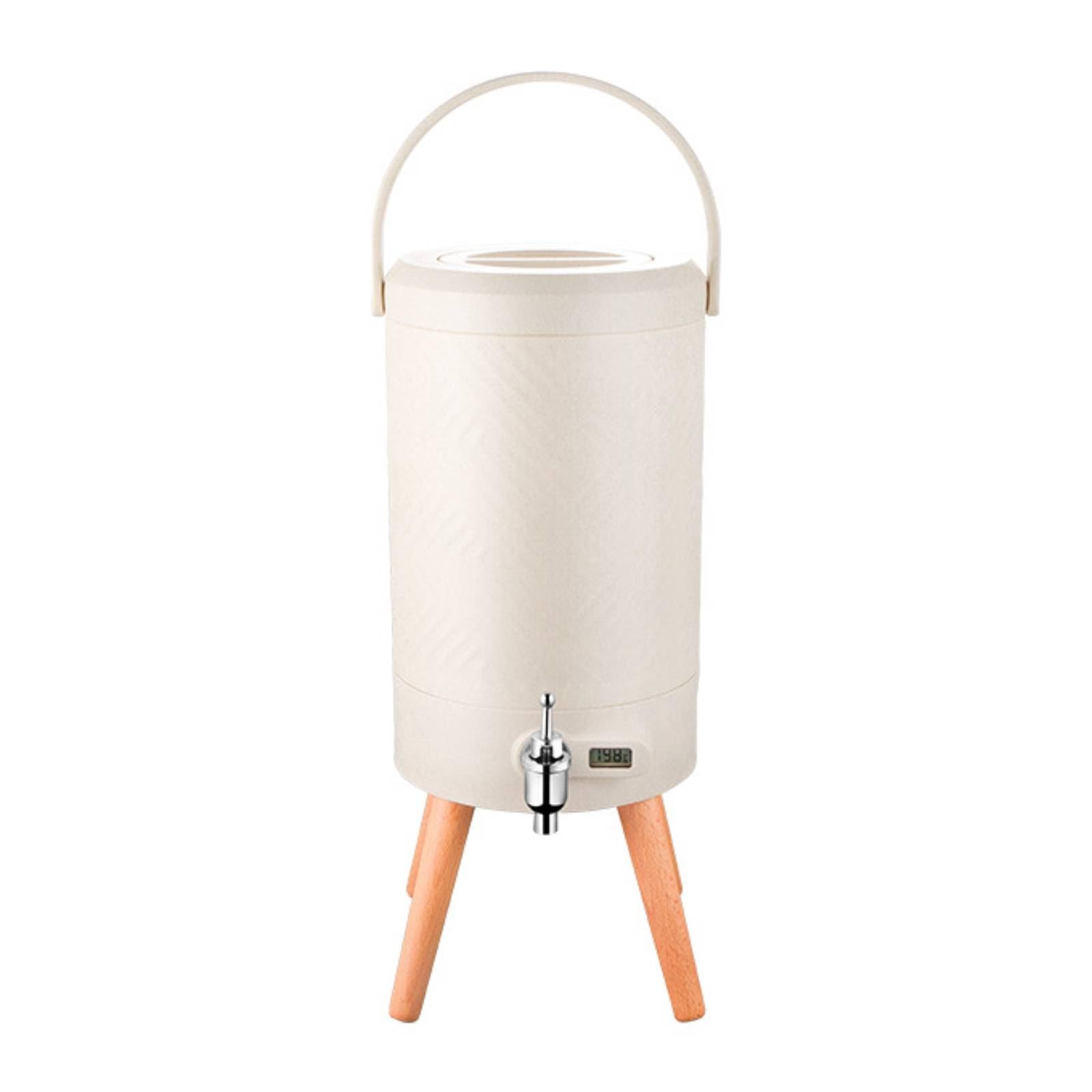 Termo Dispensador con Grifo Aislante Barril Térmico con Grifo Antirrames Recipiente para Oficinas, Bufés, Reuniones, Array, Blanco Roto, 5.0L