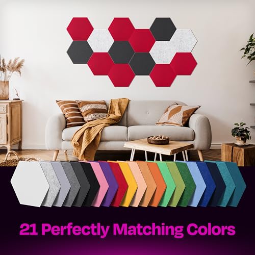Image of Acoustic Panels 12-Pack Soundproof Wall Panels 12 inchX10.4 inchX0.4 inch Sound Panels High Density Sound Dampening Panels - [Candy Red Hexagon]