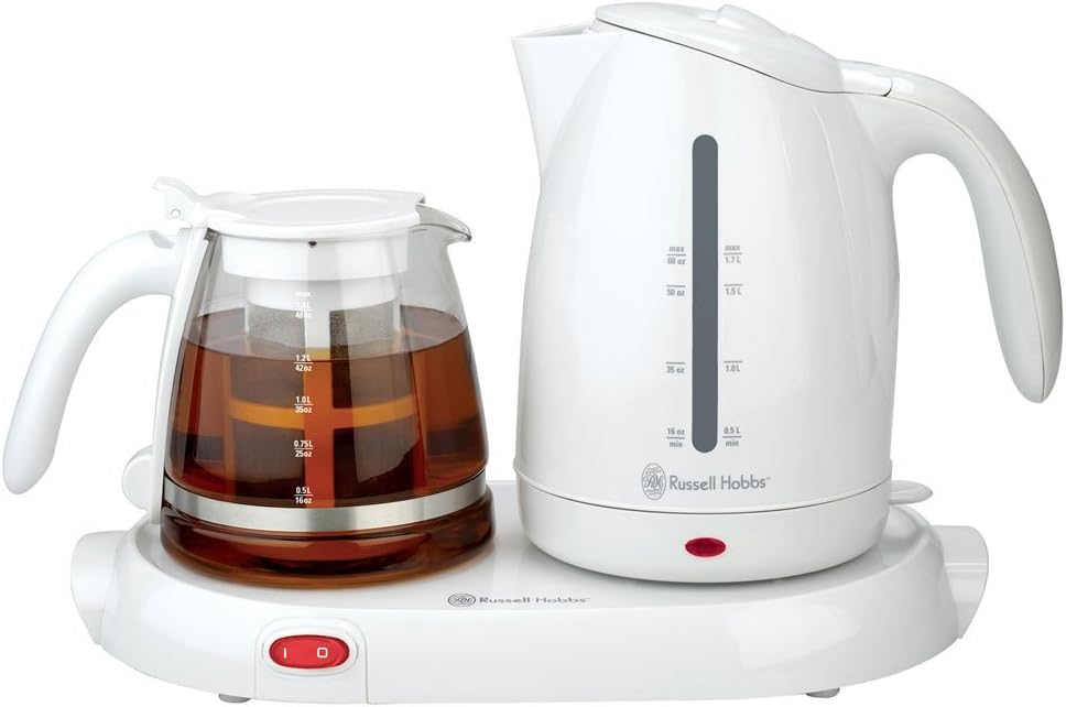 Russell Hobbs RHTT9W 1.7-Liter Electric Kettle with Keep Warm Tea Tray and 1-1/2-Liter Glass Tea Pot
