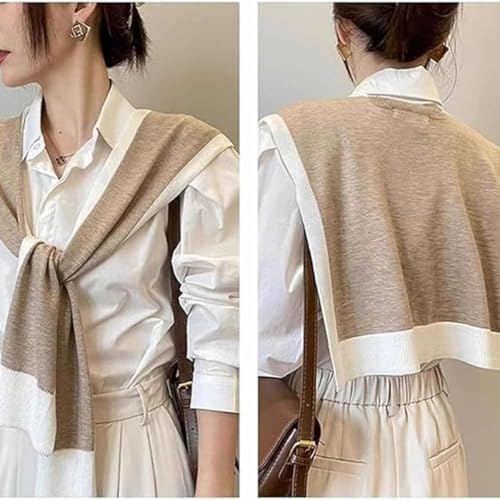 Women's Colorblock Knitted Shawl Wrap, Soft Lightweight Cape Scarf, Stylish Summer Cover-Up for Travel, and Daily Casual Wear2