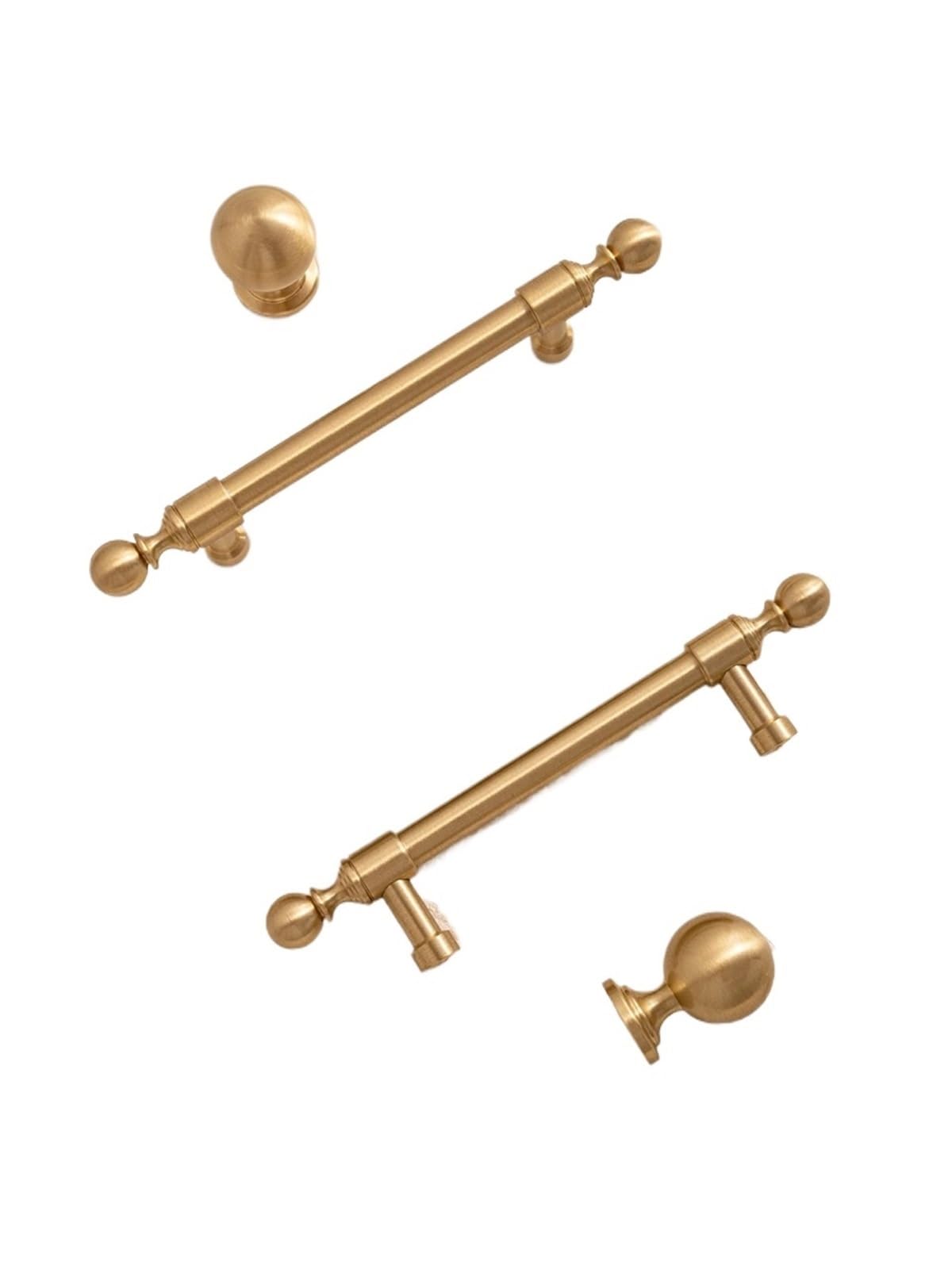 Qvorlth Vintage Cabinet Pulls Solid Brushed Brass Handle Kitchen Cabinet Pulls Bedroom Wardrobe Handles Luxury Furniture Drawer Knob(6255-224-TBS)