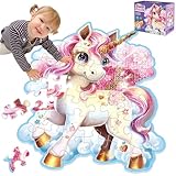 45pcs Shimmery Unicorn Floor Puzzles for Kids Ages 3-5, Jumbo Jigsaw Puzzles for Kids Unicorn Puzzle for Toddlers Age 3+ Year Olds, Unicorn Toy Gifts for Girls (Size: 28 '' x 33 '')