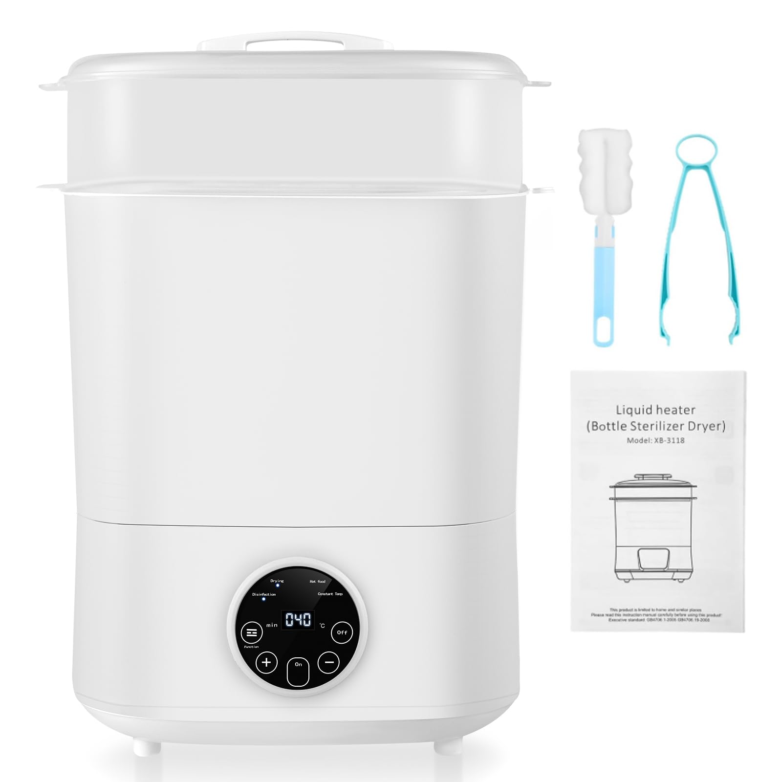 Esterilizador para biberones, botellas de bebé | 5 en 1: esterilización, secado, autoesterilización y secado, calentamiento de alimentos, mantenimiento de botellas calientes, capacidad de 8 botellas