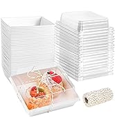 ZORRITA 50 Pack Paper Charcuterie Boxes with Clear Lids, Disposable Sandwich Boxes Square To Go F...