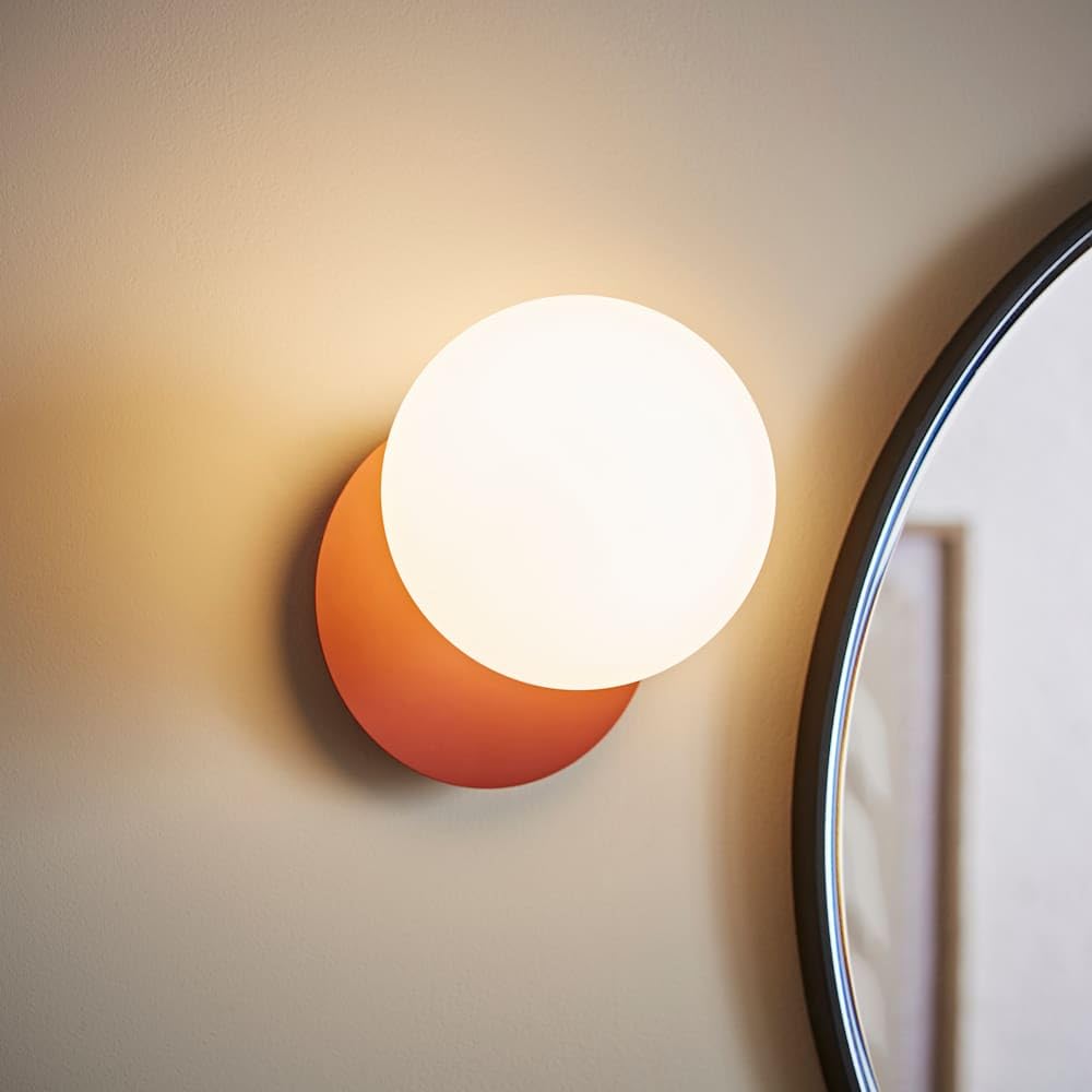 Valuelights Orange | Darla Pair Of Rust Frosted Globe Bathroom Wall Lights | Wall Lights, Home Décor & Improvement Essential | Mains Wired