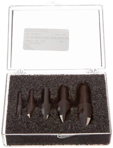 Cleveland C00973 5 Piece 82 Degrees Angle High Speed Steel Bottoming Countersink Set, Uncoated (Bright) Finish (Pack of 1)