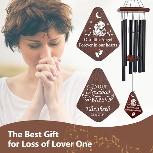 Image of ASTARIN Personalized Name Memorial Wind Chimes, Sympathy Gift for Loss of Lover Mom Dad, Bereavement Deep Tone Wind Chimes for Outside in Memory Gift, Decor Outdoor Garden Patio