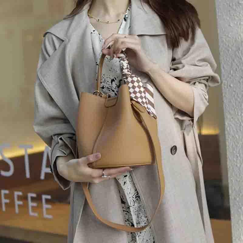 LREUIP Women's bucket bag Mini PU leather bag Y2K shoulder bag minimalist crossbody bag designer shoulder bag - Image 7