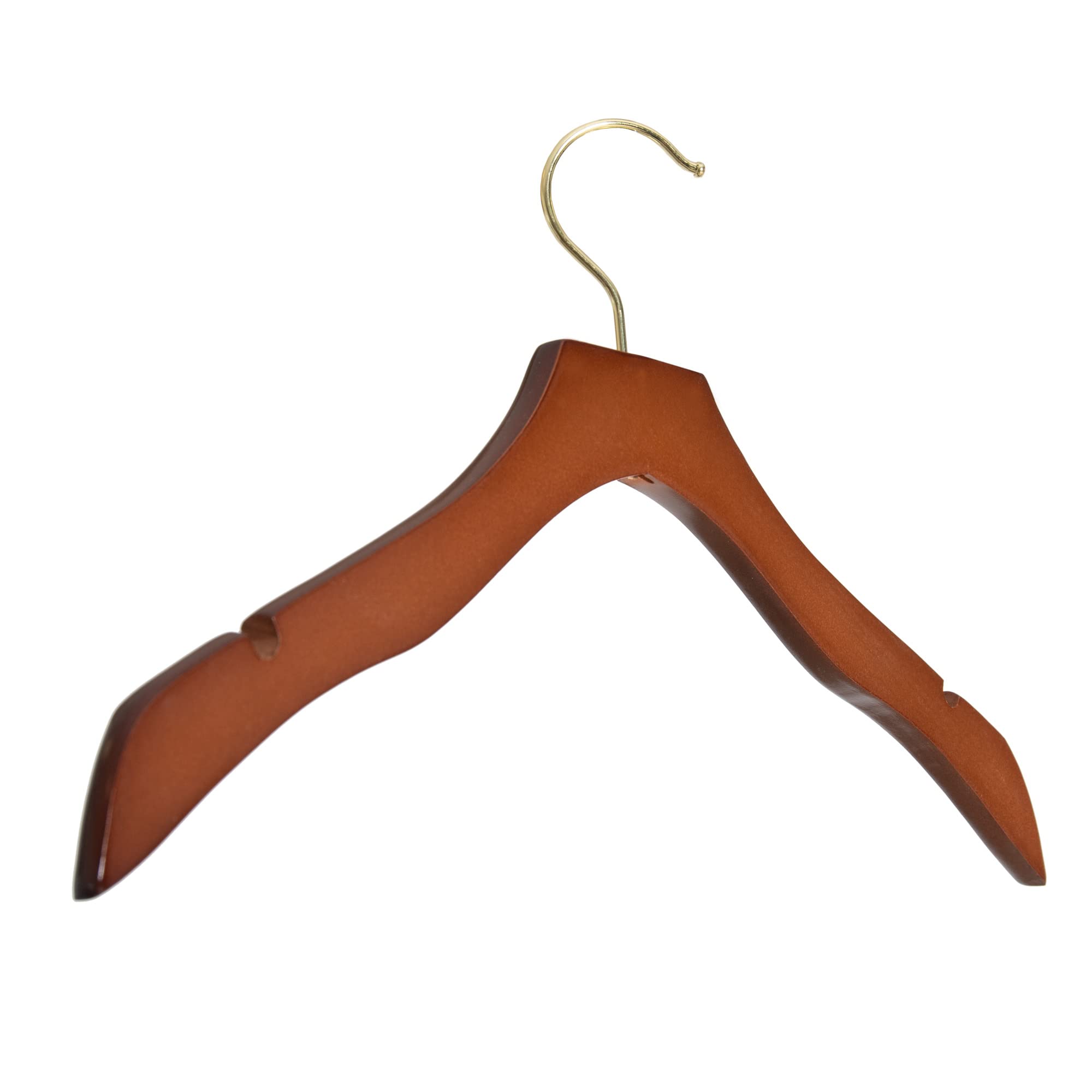 Holzbügel ohne Steg | vergoldeter Haken | 43 cm breit | Kleiderbügel Wäschebügel Garderobenbügel Ladenausstattung (50 Stück)