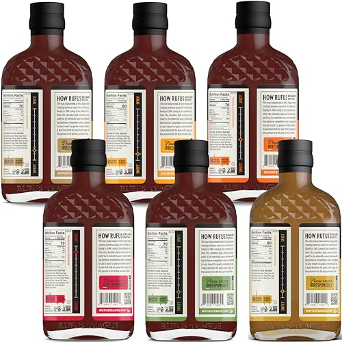 Rufus Teague Sweet BBQ Sauce Gift Set, Ultimate Variety Pack for Grilling and Marinating, 6 Flavor Collection, Ideal BBQ Gifts for Men Who Love Grilling