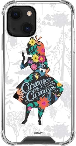 Skinit Clear Phone Case Compatible with iPhone 14 - Officially Licensed Disney Alice in Wonderland (Animated) Silhouette Curiouser and Curiouser Design