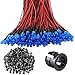 GTIWUNG 100Pcs Luces LED de Diodo 12V DC Pre Wired LED Diodos Emisores de Luz Lámpara, con Cables de 20cm, Cuentas de Lámpara Azul + 100Pcs 5mm Plástico Soporte de LED Clip Montaje