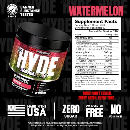 Image of ProSupps Mr. Hyde Signature Pre Workout Powder with Creatine, Beta Alanine & Caffeine - Performance, Energy & Endurance - Clean Fitness & Gym Supplements for Men & Women (Watermelon, 30 Servings).