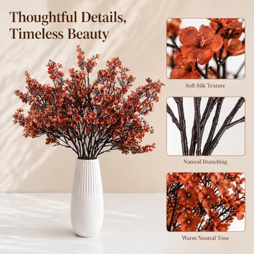 Image of Mandy's 15 Bundles Artificial Burnt Orange Baby's Breath Flowers