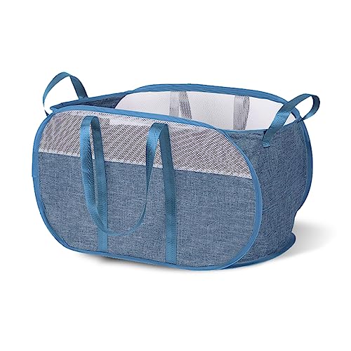 Panier à linge pliable en Maille 56 cm x33 cm x35 cm Grand Panier à Linge Pop Up Rangement Bac Corbeille a Linge Pop Up Avec quatre poignées robustes pour...