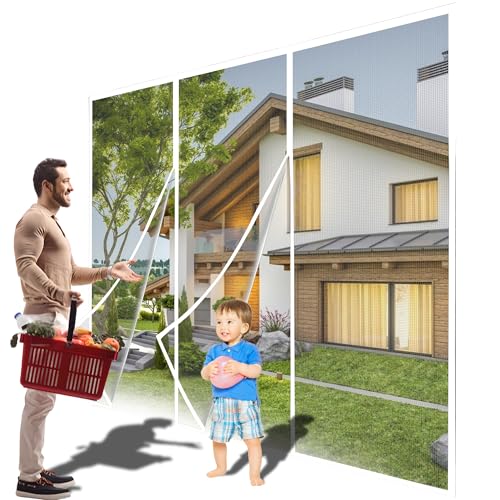 Moustiquaire aimantée de porte blanche contre les insectes - 2