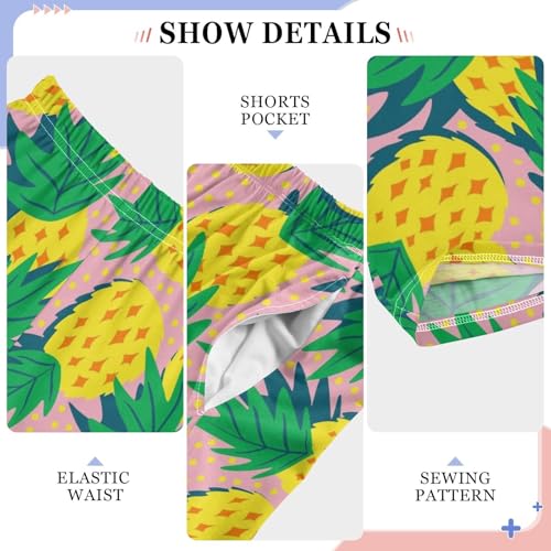 ZZXXB Summer Pineapple Boys Long Pants Soft Trousers Elastic Waist Kids Lounge Bottoms with Pockets S-XL4