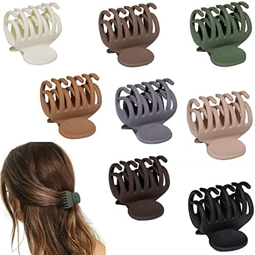 8PCS Claw Clips for Thin Hair Women, 1.6" Small Claw Clips Matte Medium Hair Claw Clips for Thin Fine Thick Hair Strong Hold Double Row Teeth Hair Clips Cute Jaw Clamps Short Hair Styling Accessories