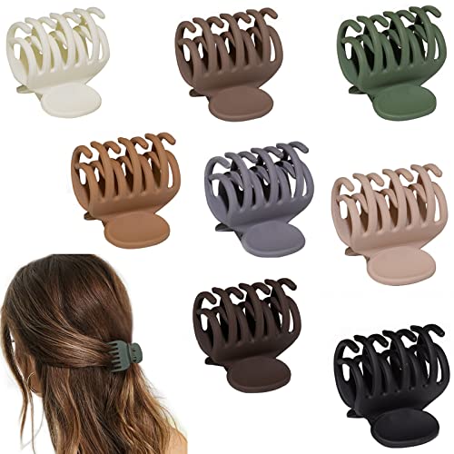 DEPOKA Matte Hair Clips for Women and Girls - Rectangle and Double Row Small Claw Clips for Thin/Medium Fine Hair - Nonslip Jaw Clips (Beige, Khaki, Brown, Black)