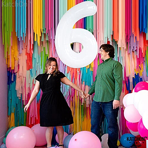 Image of KatchOn White Number 6 Balloon 40 Inch | 6th Birthday balloon for 6th Birthday Decorations, Six balloon Number, 6 Year Old Balloons for 6 Year Decorations