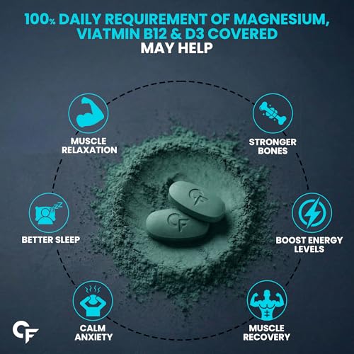 Image of Carbamide Forte Magnesium Glycinate 2000mg Supplement | Magnesium Supplement with Vitamin D3 & B12 | High Absorption Tablets for Muscle Recovery, Sleep, Bone & Nerve Health | 90 Veg Tablets
