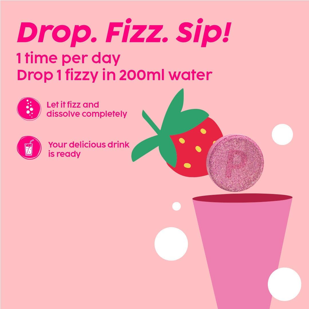 PLIX Glowy Skin 500mg Glutathione Supplement with Hyaluronic Acid, Vitamin C, E & Berries | 30 Effervescent Tablets, Strawberry Flavor - Image 9