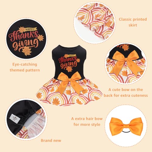 Image of CuteBone Dog Mesh Dress Thanksgiving Puppy Sundress Pet Outfit Summer Fashion for Small Dogs Girl Cat Clothes