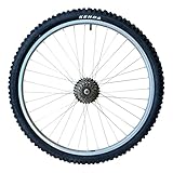 Baldy's 7 Speed 26" Silver Alloy Rear Mountain Bike Wheel + Tyre & Tube - Image 2