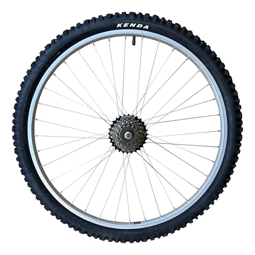 Baldy's 7 Speed 26" Silver Alloy Rear Mountain Bike Wheel + Tyre & Tube