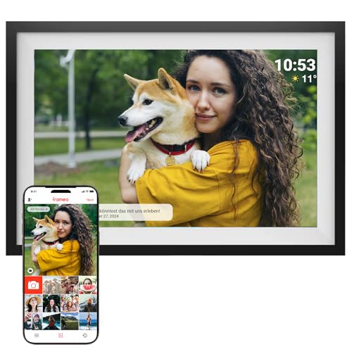 Denver Frameo Digitaler Bilderrahmen mit 15.6 Touch-Screen Digitale Bilderrahmen 16 GB Flash-Speicher Wird mit vorinstallierter FRAMEO-Software geliefert