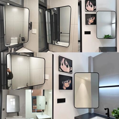 Espejo de maquillaje giratorio 360° y espejo de pared plegable de 50 x 70 cm con soporte 3