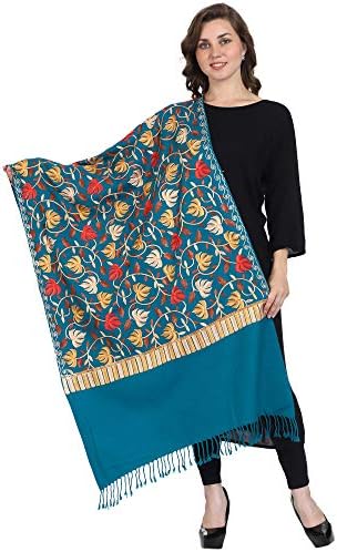 SWI WITH LABEL Women's Kashmiri Aari Embroidered Wool Stole