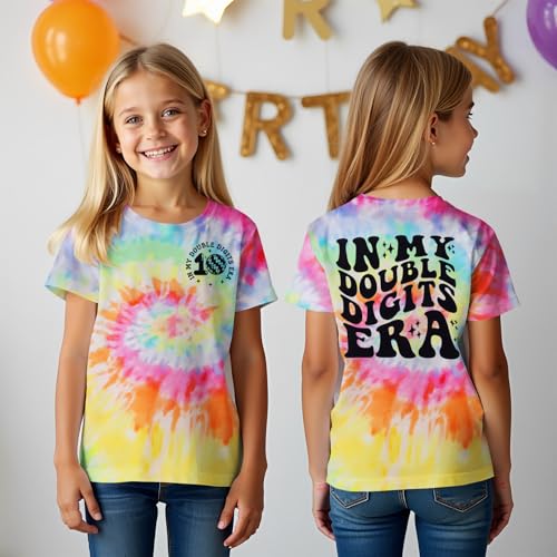Image of IZYJOY in My Double Digits Era Shirts Girls 10th Birthday T-Shirts 10 Years Old Birthday Party Short Sleeve Summer Tee Tops