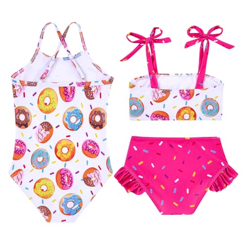 Image of Girls Swimsuit One-piece Bikini Set Two Sets Matching Bathing Suits 2-6T Adjustable Strap Summer Beach