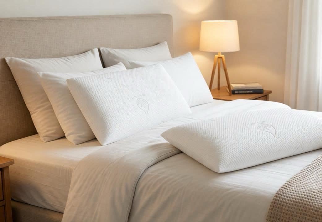 Almohada Viscoelástica con Núcleo Compacto Memory Foam, Firmeza Media, Tejido Aloe Vera, Ergonómica y Antiácaros, Desenfundable con Funda Lavable a 40 °C (Pack 2 70x40cm)