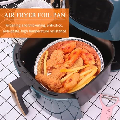 Duronge 20 Stück Tablett aus Aluminiumfolie 8 Zoll, Rund Formen Aluschalen, Aluminum Pan, Tablett aus Aluminiumfolie, Runde Alu Schalen Ohne Deckel, Aluminum Pans Disposable