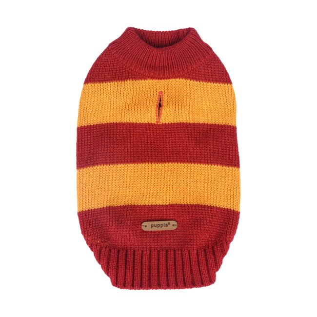 Rugby Stripe Knitwear Wine Red L Winter Sweater for Dog, Pomace