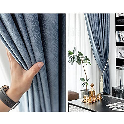 Retro Velvet Blackout Curtain Thermal Insulated Texture Opaque Curtains Pencil Pleat 2 Panels for Bedroom Livingroom,W100xL250cm - Image 7