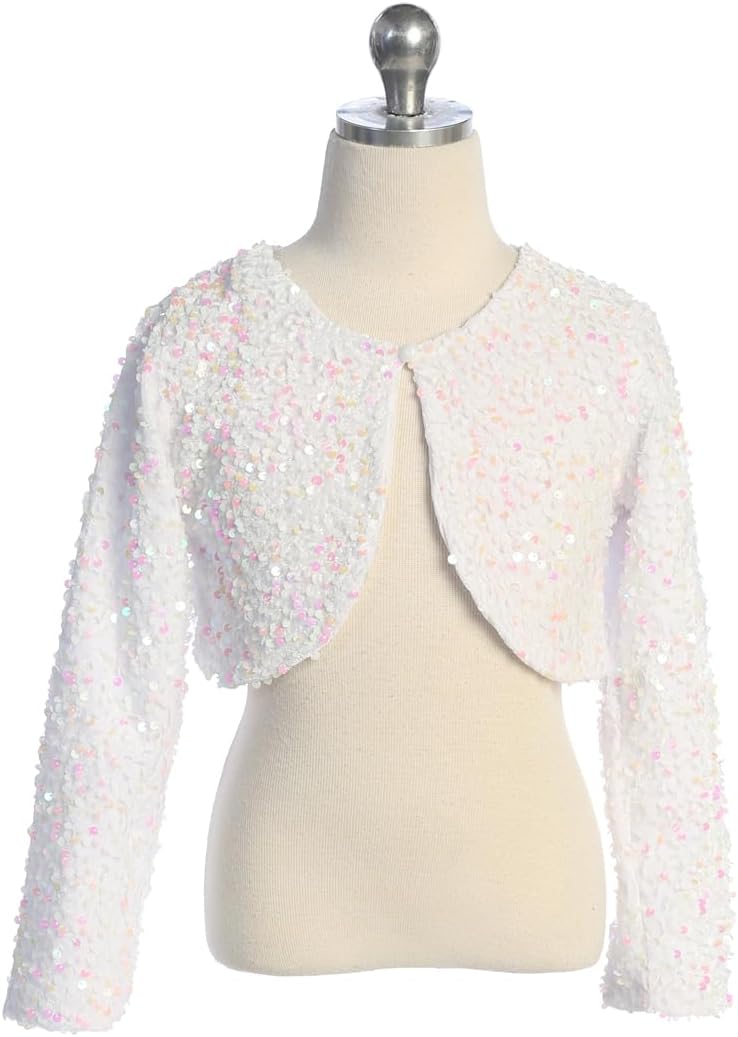 iGirlDress Girls Sequin Velvet Flower Girl Bolero Jacket Shrug Coat