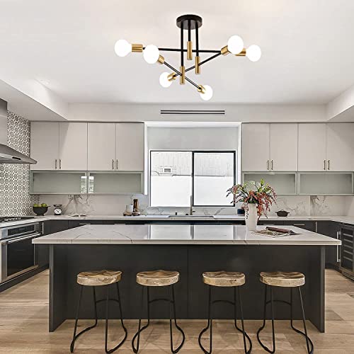 Modern Chandelier Light Fixtures, Creative Semi Flush Mount Ceiling Light, Pendant Lighting for Living Room Bedroom Dining Room Kitchen Office (6-Light) - Image 5