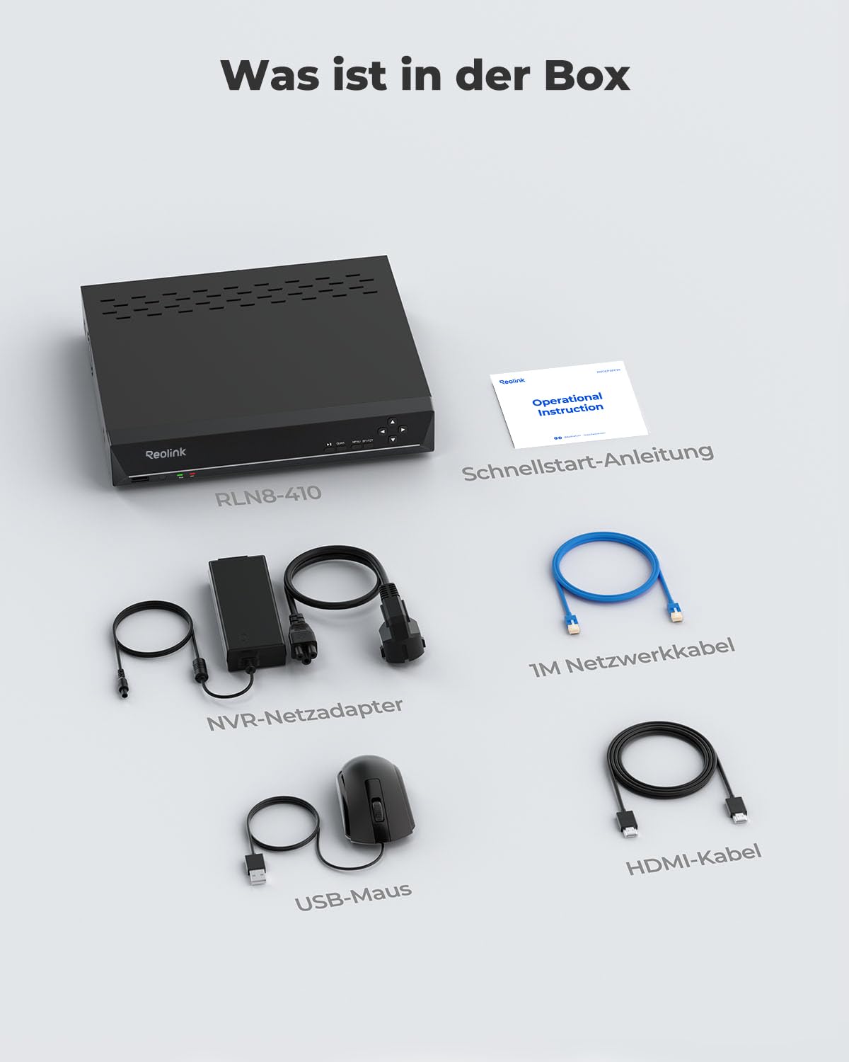 Reolink 8CH 4K PoE NVR Überwachungssystem Rekorder mit 2TB Festplatte, Videoüberwachung für Haus, Innen, Aussen Sicherheit. Unterstützt 16MP/12MP/4K/5MP/4MP HD IP Kameras, RLN8-410