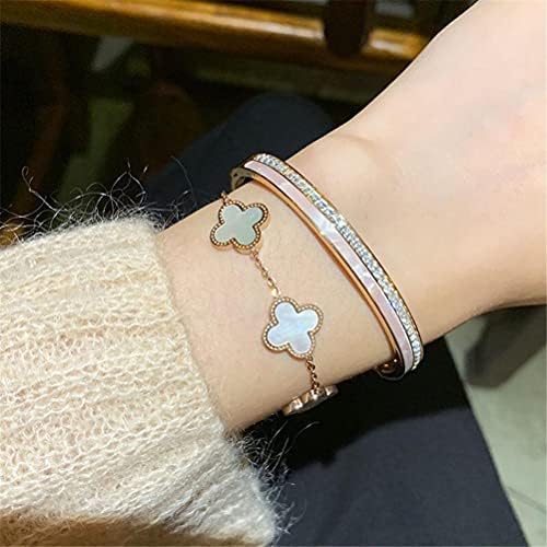 Four Leaf Clover Bracelet, Five Flower Bracelet, 18k Gold Plated Adjustable Ladies Bracelet Gift for Women Girls Birthday Valentines Day