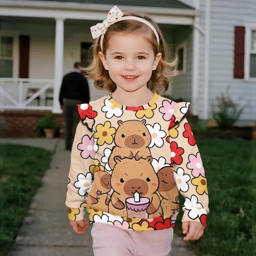 Ruffle Long Sleeve Sweaters for 1-8 Versatile Soft Girls Sweatshirts Girl and Toddlers' Crew Neck Sweatshirt4