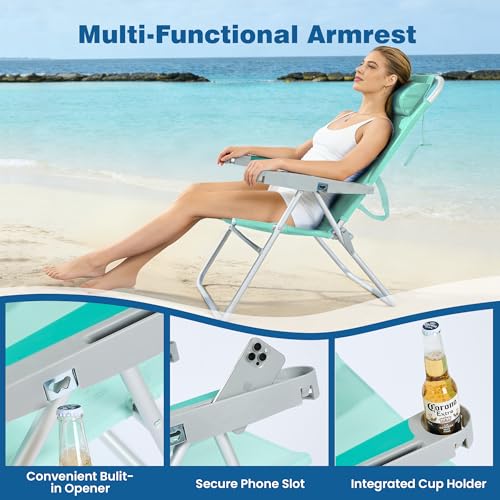 Image of SUNNYFEEL Tall Beach Chair for Adults, High Back High Seat Folding Chairs