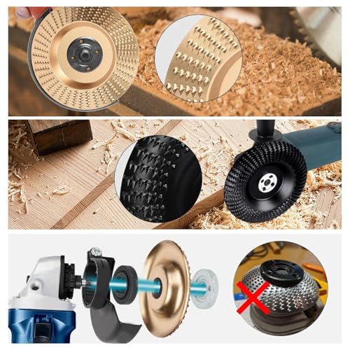 Holz Schleifscheibe für Winkelschleifer 125mm, 3 Stück Holz Schleifen zubehör Frässcheibe Holzbearbeitungswerkzeuge Set für Holzformung Schleifen Bildhauerscheibe (Gold)