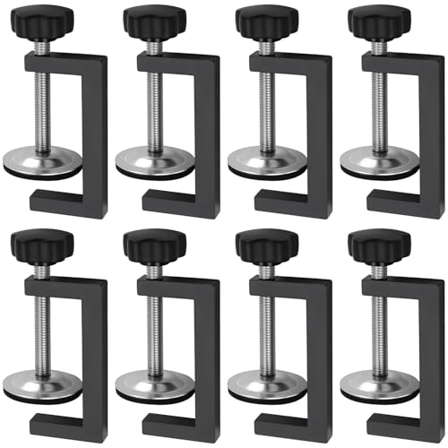 SINJEUN 8 Pack 3 Inch Small C Clamps Black Heavy Duty C Clamps for Woodworking Steel C Clamp for Desk Extension and Panel Work Maximum Opening 57mm
